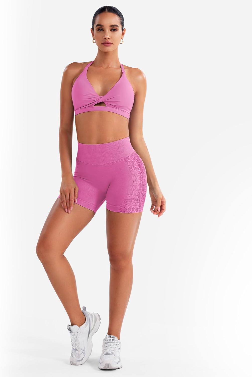 YEOREO Women's Workout Shorts - 4.5" Biker Gym Shorts with Tummy Control & Scrunch Butt Lift