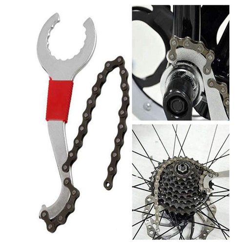 zosenda Bike Repair Tool Set, Bicycle Freewheel Chain Whip/Bracket Remover/Freewheel Remover/Crank Puller Remover, 4 in 1 Pedal Wrench Maintenance Tools for Shimano Cassette Sprocket/MTB Gear