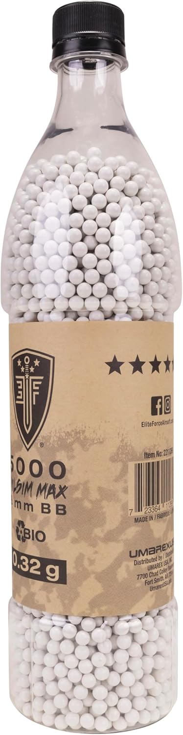 Umarex Elite Force Biodegradable 6mm Airsoft BBs - Premium .32 Gram, 5000 Count for Milsim Max