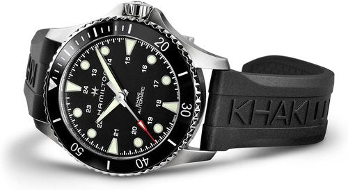 Hamilton Khaki Navy Automatic Men's Watch - 43mm Swiss Made, Black Dial, 300m Waterproof, Rubber Strap