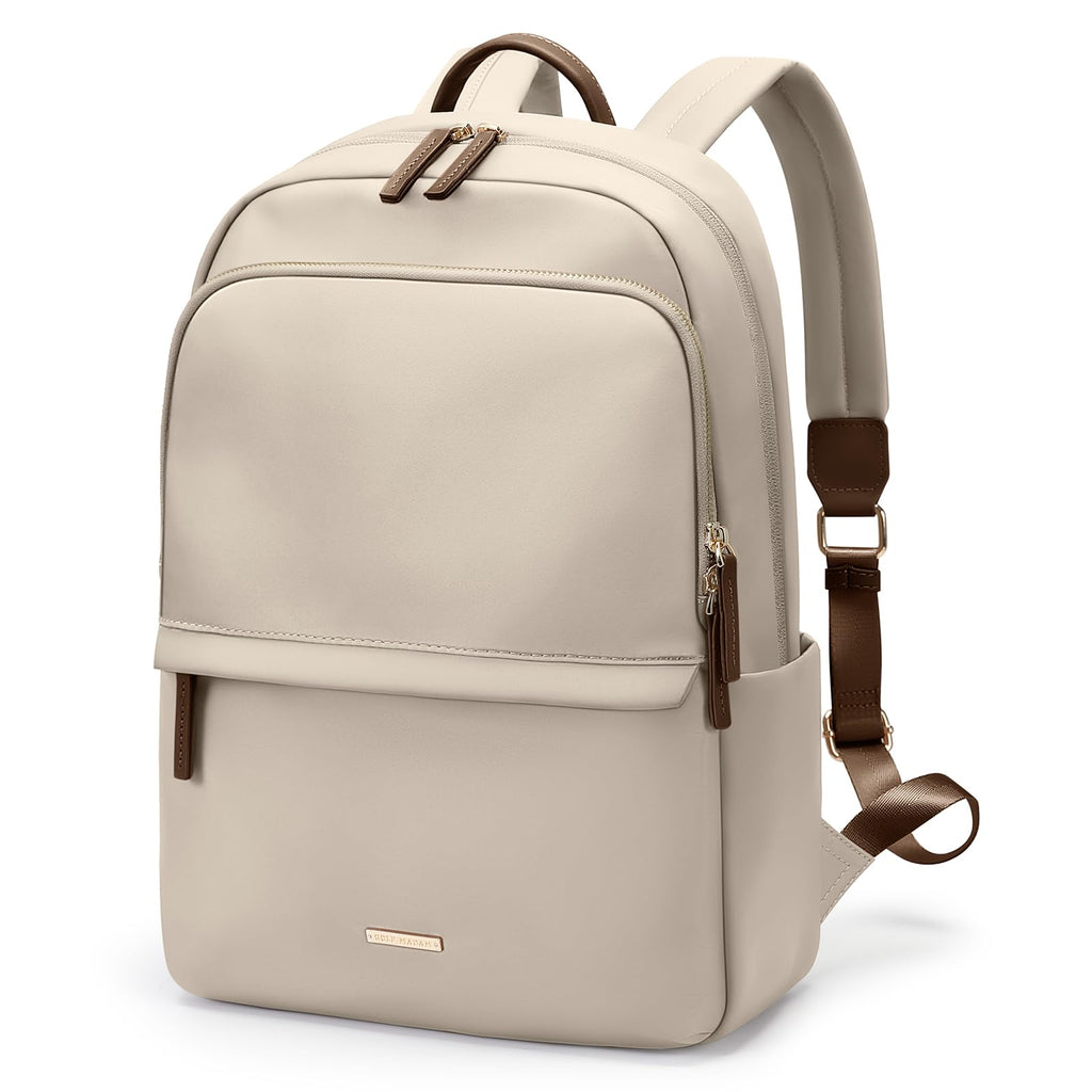 GOLF SUPAGS Laptop Backpack for Women Slim Computer Bag Work Travel College Backpack Purse Fits 15.6 Inch Notebook (Apricot)