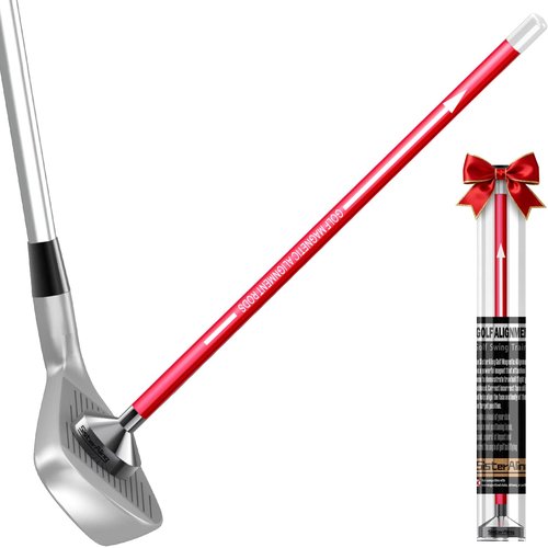 SisterAling Golf Magnetic Alignment Rods,Golf Club Alignment Sticks,Magnetic Swing Training Aid Accessories Visualize Calibrate Golf Shots,hit The Target with The Right Golf Swing,Golf Gift (red)
