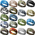 Camouflage Sports Sweatbands 18 Pack Unisex Headbands for Running Fitness Yoga