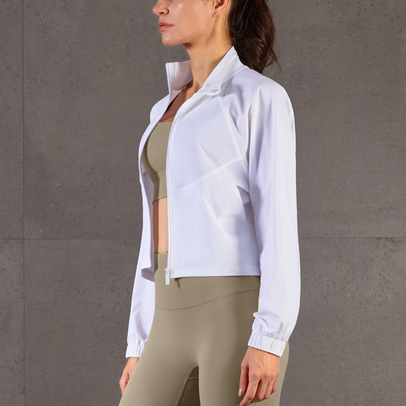 Skiennix Women's Lightweight Cropped Running Jacket - UPF 50+ Sun Protection, Long Sleeve, Athletic Fit