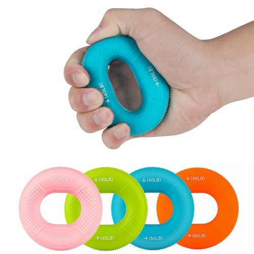 Grip Strength Trainer,Silicone Hand Grip Strengthener Ring,Finger Grip Workout - Double Force Grip Rings for Rock Climbing, Athletes & Stress Relief, (20-60lbs) 5 Resistance Levels(4 PCS)