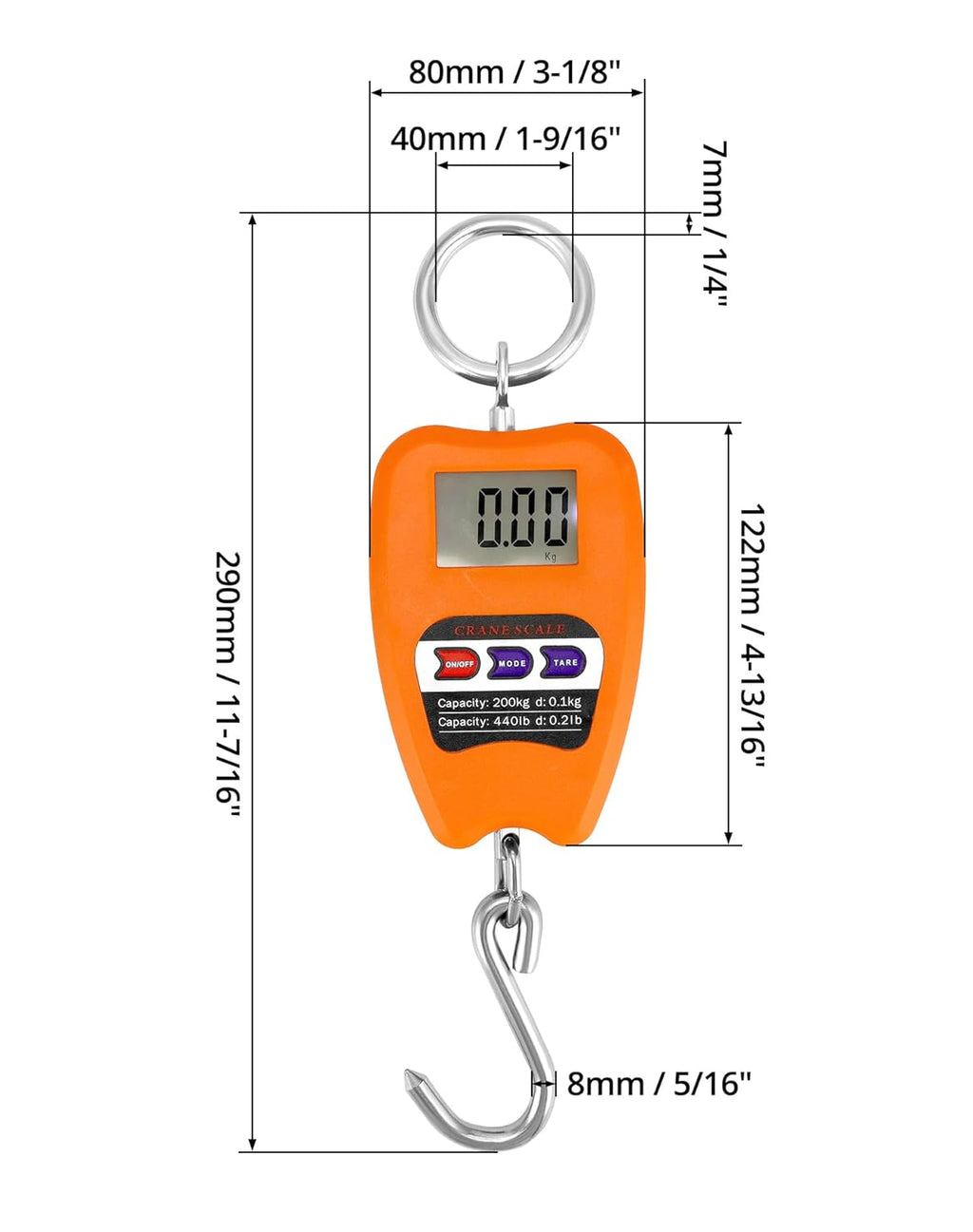 QWORK Digital Hanging Weight Scale - 440lbs Capacity | Durable Aluminum Housing & LED Display
