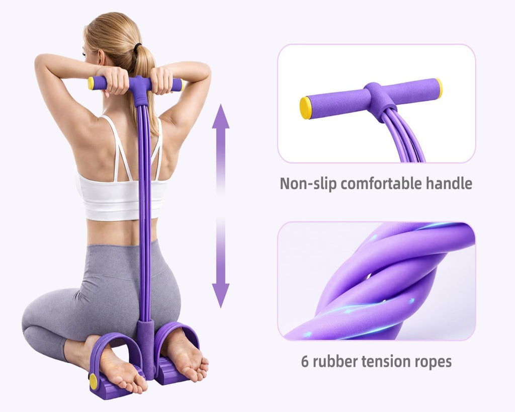 Upgraded Handle Resistance Band - 6 Levels of Tension for Full Body Workout | Durable Abs, Core, Arm & Leg Trainer