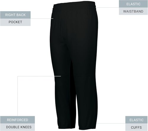 Augusta Sportswear Youth Gamer Baseball Pants - Comfortable Pull-Up Design with Elastic Waistband