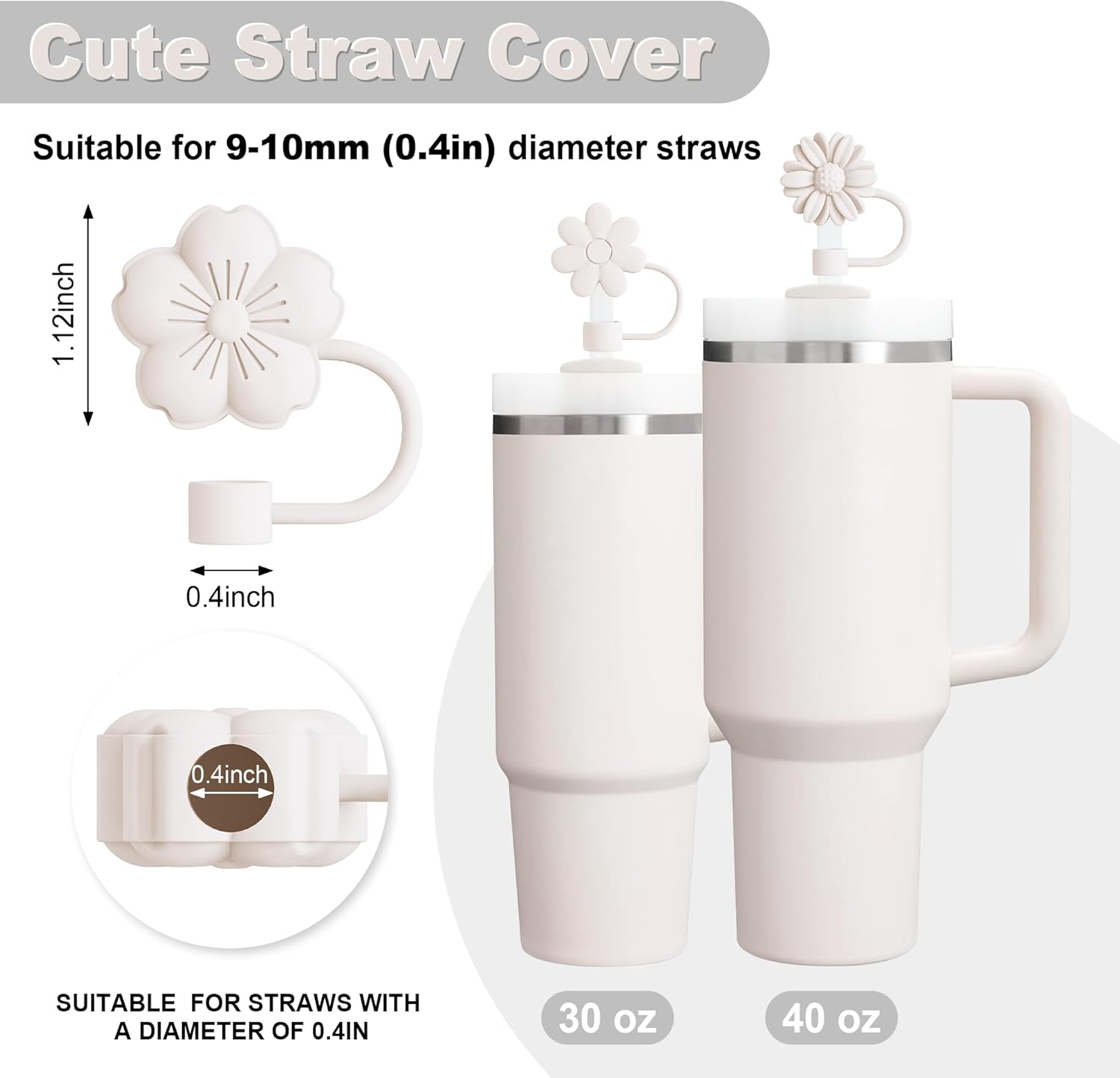 Stanley 12-Piece Cup Accessories Set - 3 Flower Straw Toppers, Silicone Boots & Charms for 30/40 Oz Tumblers