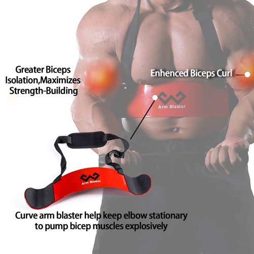 Arm Blaster Bicep Curl Thick Aluminum Adjustable Bodybuilding Bicep Isolator Pink,Barbell Curl Assistant Arm Curl Bar (Red)