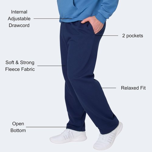 Hanes EcoSmart Men's Sweatpants - Comfortable Athletic Lounge Pants with Pockets | Fleece, Open Hem