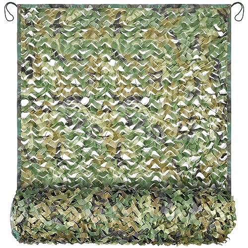 Yeacool Woodland Camo Netting 19.7ftx19.7ft Mesh Backing Hunting Camouflage Net for Blind