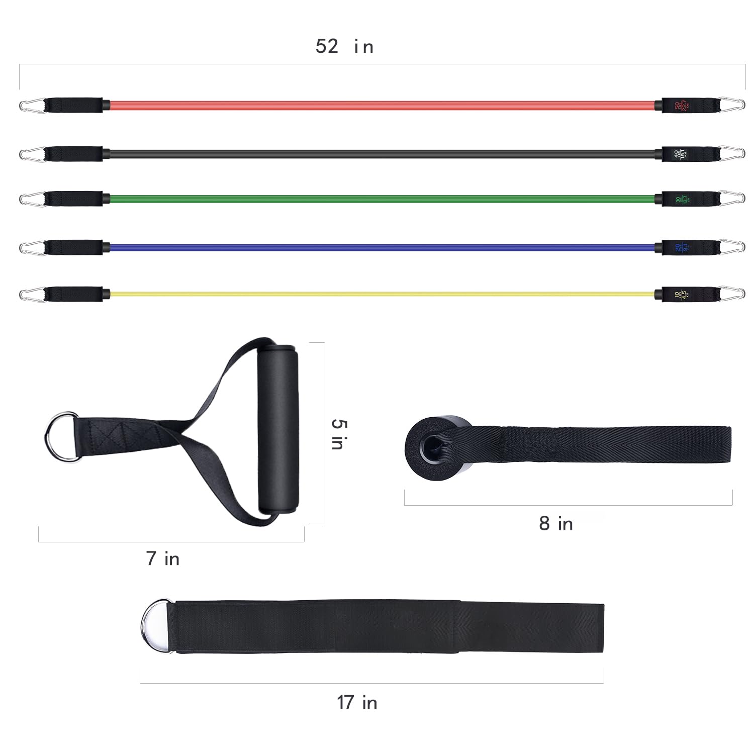 Resistance Bands, Simmgud Exercise Bands Set with Handles, Work Out Bands with Door Anchor, Ankle Straps for Strength Training, Physical Therapy, Home Gym for Men and Women, Yoga, Pilates 150 LBS