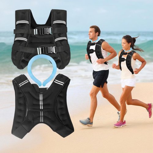 Weighted Vest for Women Men & Neck CoolingTube 2 pcs - Weighted Vest Woman,with Reflective Stripe Adjustable Safety Buckle,Men Womens weighted vest for Walking 6.6 LBS(3kg) 11 Lbs（5kg）17.6 Lbs (8kg) 22 Lbs(10kg)