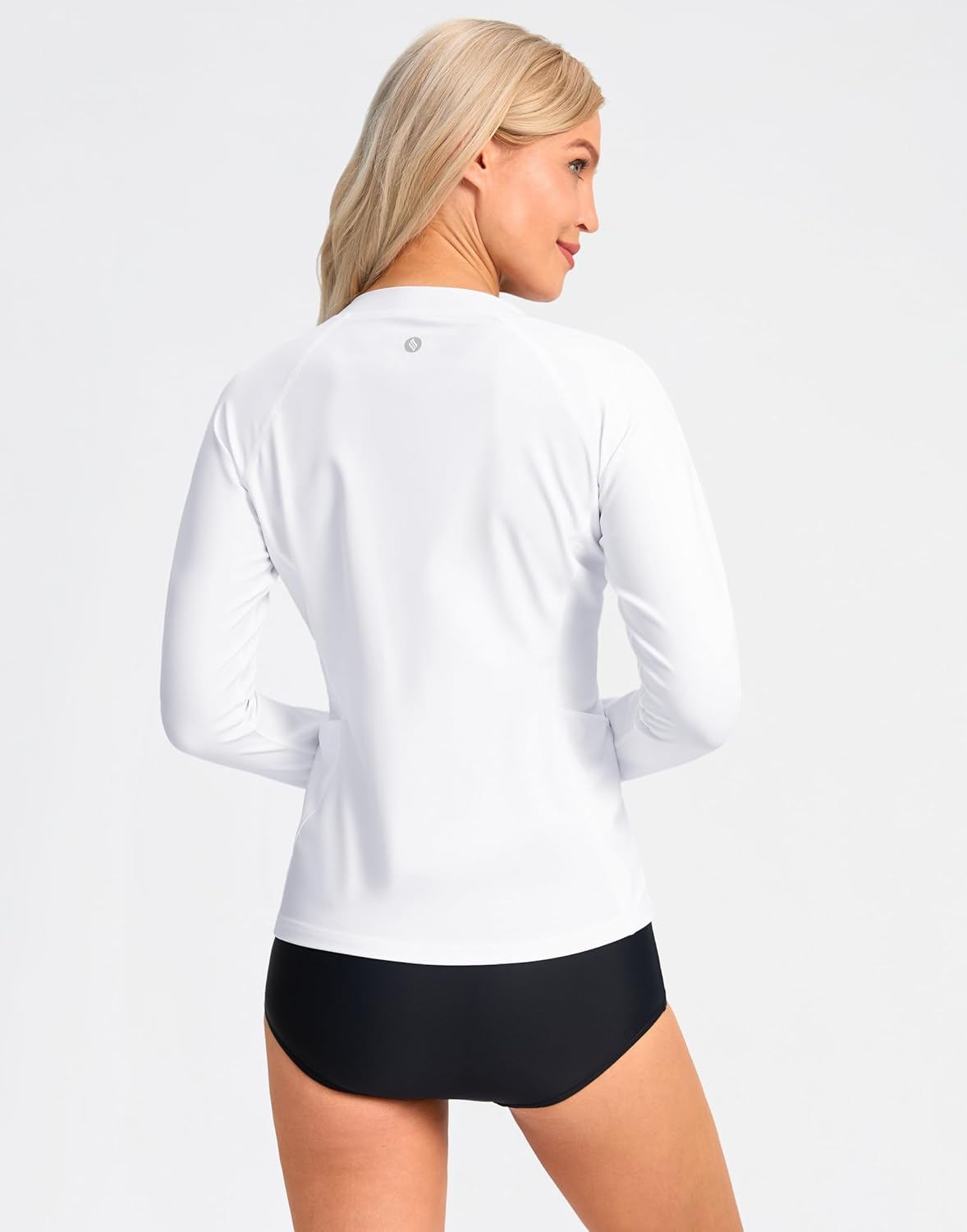 SANTINY Women's Rash Guard - UPF50+ UV Protection Long Sleeve Swim Top with Pockets | Zip Front Design