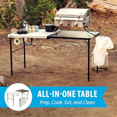LIFETIME 5-Foot Folding Tailgate Table with Grill Rack - Portable Camping Station