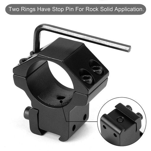 1'' Dovetail Scope Rings, LONSEL 2Pcs High Profile & 2Pcs Medium Profile 1 Inch Scope Mount Rings for 11mm Dovetail Rails - Pack of 4