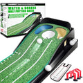 CHAMPKEY Green Golf Putting Mat with Bunker & Water Hazards, Mirror & Gates - Progressive Slope & Noise Reduction Tech