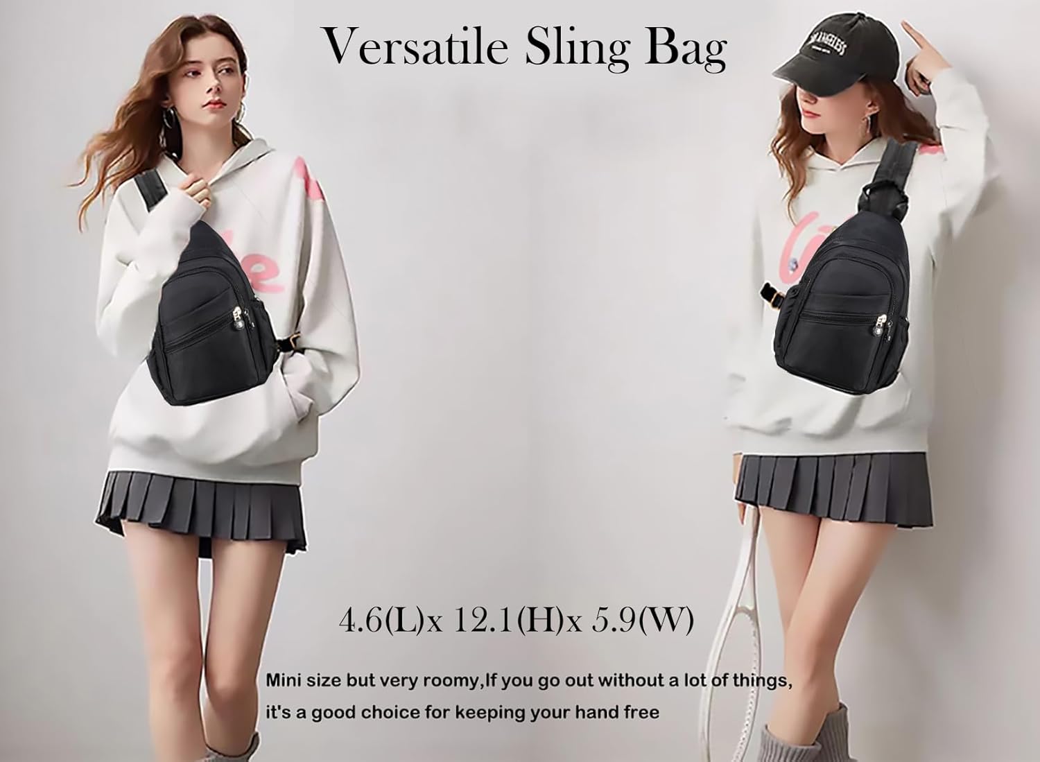 Xsecnua Small Crossbody Sling Bag - Versatile Mini Backpack for Travel | Stylish Chest Bag