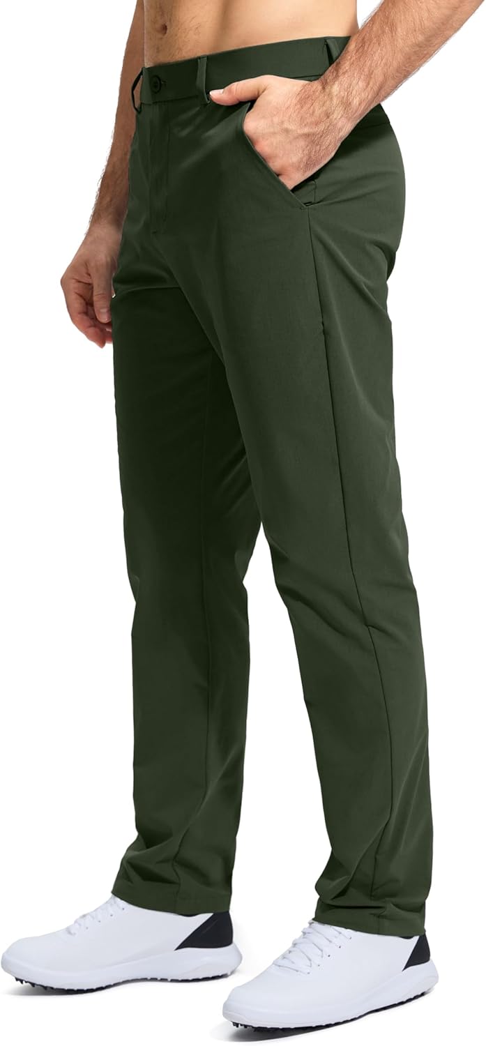 Pudolla Men's Golf Pants - Lightweight Quick-Dry Casual Slacks with Pockets | Comfortable Fit in 30"/32"/34" Sizes