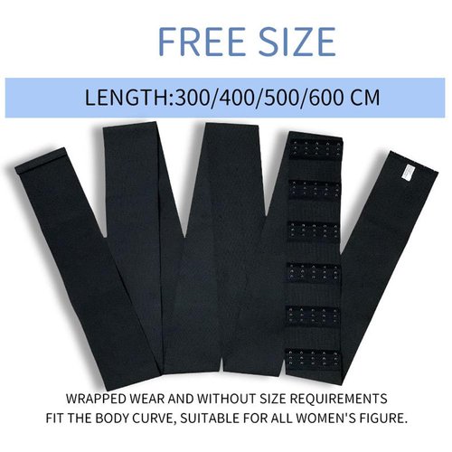 Meichoon Waist Trainer for Women Tummy Control Bandage Wrap Trimmer Workout Girdle 500CM/16.4FT Black