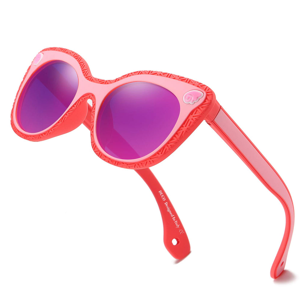 DUCO Cute Polarized Kids Sunglasses for Girls Boys Flexible Children Shades UV Protection Age 6-10 K018