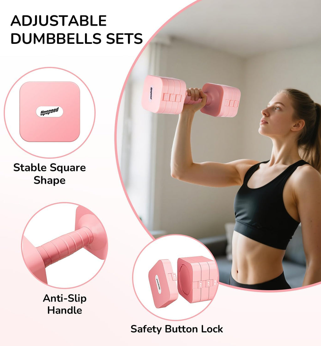 Skiennix Adjustable Dumbbell Set - 16LBS/20LBS Hand Weights for Home Gym | Perfect for Strength Training
