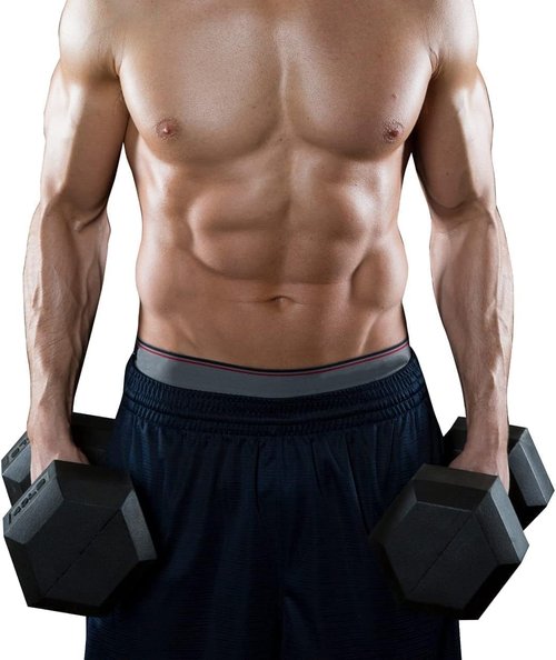 Hex | Rubber Coated Cast Iron Dumbbells - Black Free Weights for Home Workouts