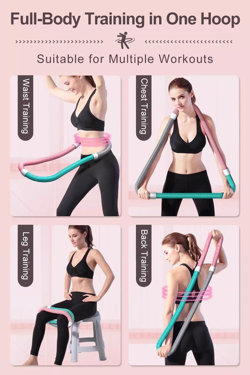 YOAHRAKI Weighted Soft Spring Hula Hoop for Adults, Foldable Weighted Hula Hoop, Soft Waist Friendly Design and Efficient Fat Burning, Indoor/Outdoor Use, Unisex Fitness Hoop, 700G