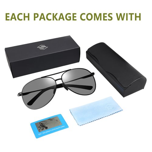 KISSOUL Men's Fashion Polarized Photochromic Sunglasses Day & Night Driving UV Clear Vision for Outdoor Driving Cycling Eyewear