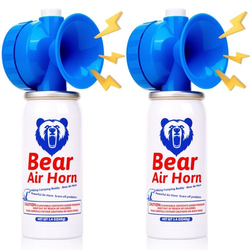 1.4oz Bear Horn for Self Defense, 123dB Loud Mini Air Horn, Audible Up to 1/2 Mile, Safety Air Horn for Hiking,Camping and Outdoor Protection (2pcs)