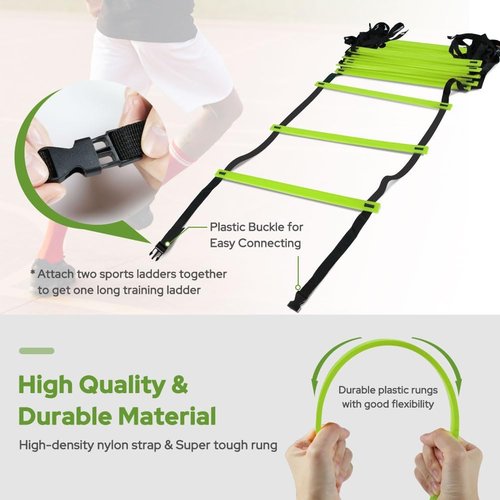GHB Pro Agility Ladder - 12 Rung Speed Training Ladder | 20ft with Carrying Bag for Enhanced Performance