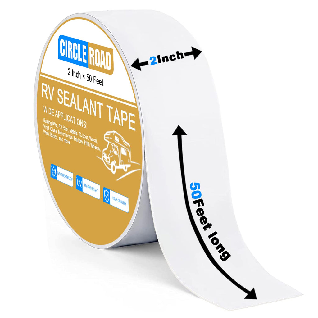 RV Roof Tape - 2 Inch x 50 Feet | White UV-Resistant Sealant for Camper, Trailer & Boat Repairs