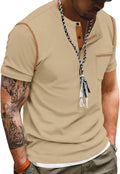 Skiennix Men's Lightweight Short Sleeve Henley Polo Shirt - 1/4 Button Down with Chest Pocket