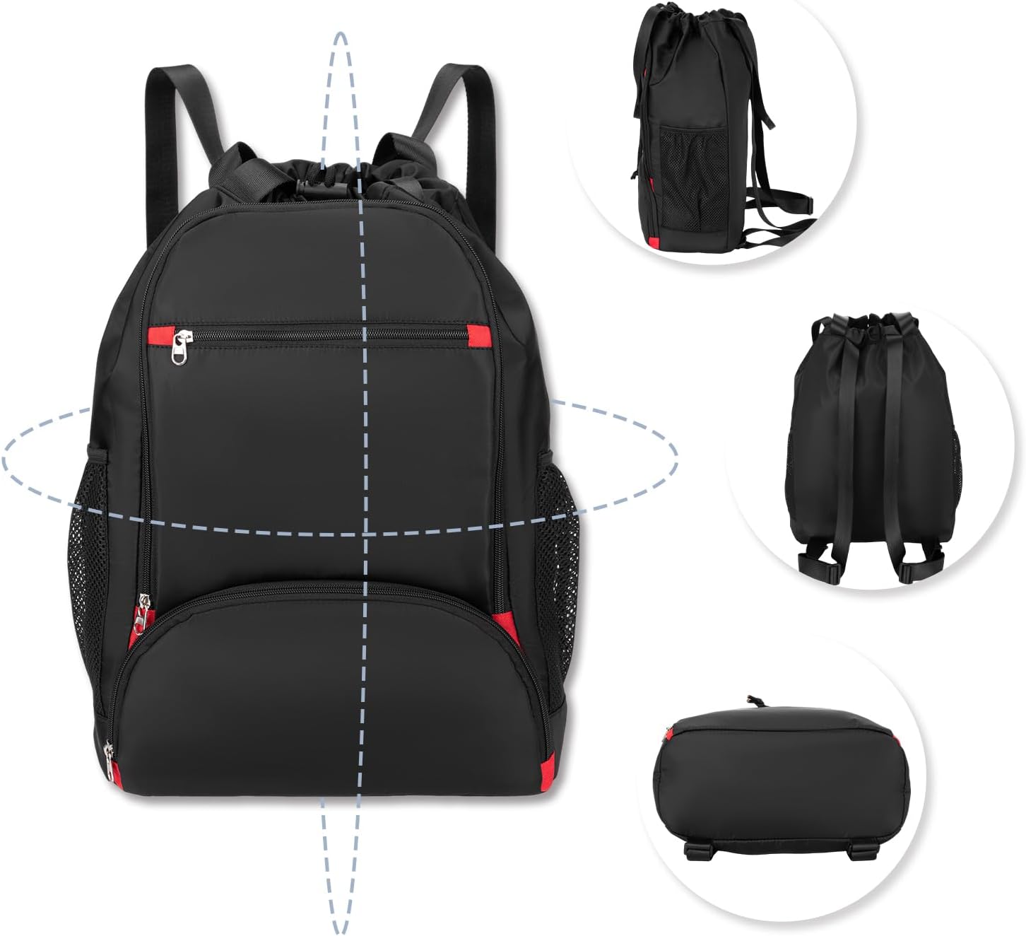 Seyfocnia Drawstring Backpack - Versatile Gym Bag with Shoe Compartment | Black Color