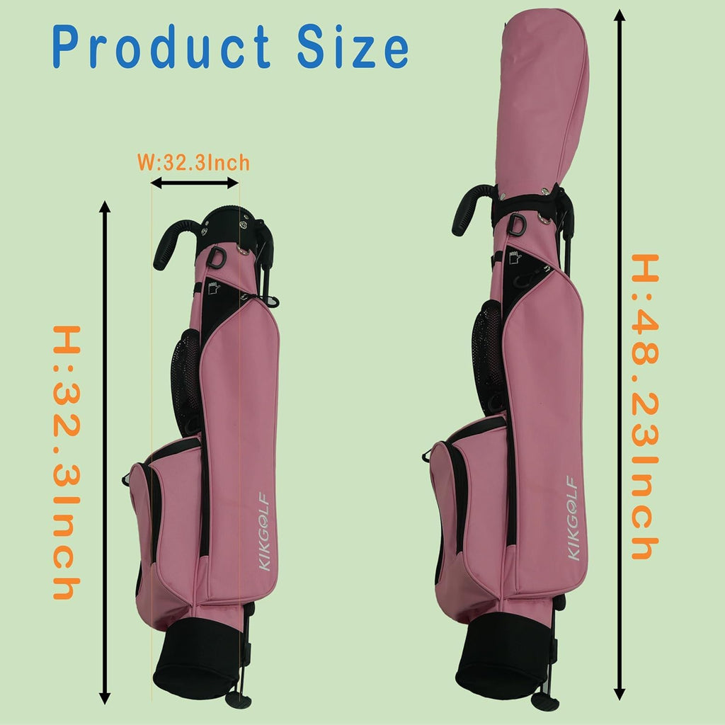 Sunday Golf Stand Bag Lightweight Golf Bag for Par 3 & Driving Range with 3 Zippered Pockets, Cooler Bag, Rain Hood and Adjustable Dual Strap System,Golf Club Carry Bag Suitable for Men & Women (Pink)