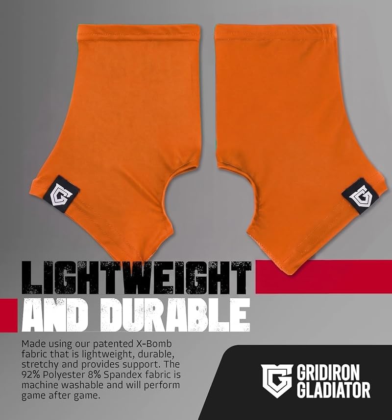 Football Cleat Covers Spats - Light Orange Small, Lace-Lock, Ankle Support