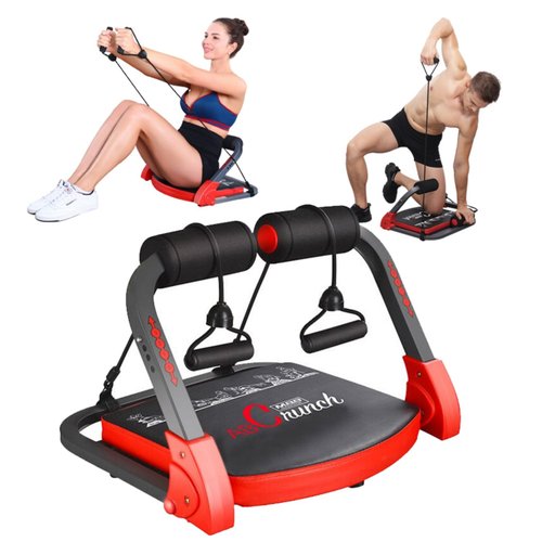 Ab Machine Ab Workout Equipment Sit Up Machine & Exercise Equipment Ab Crunch Machine for Stomach Workout Ab Core Trainer Abdominal Machine for Home Gym with Resistance Bands (Red)