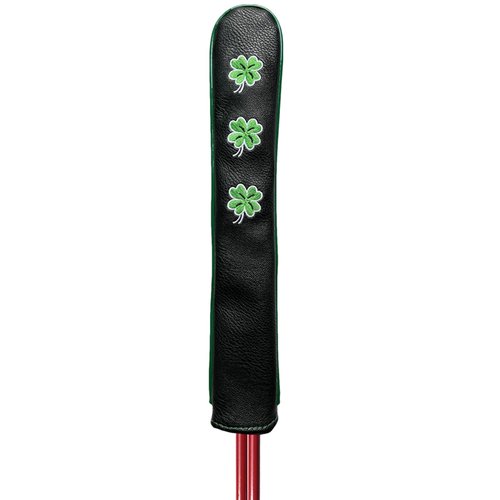 Gbourly Four Leaf Clover Golf Club Alignment Stick Cover Shamrock Black Holds at Least 2 Sticks PU Leather Protector Case Holder