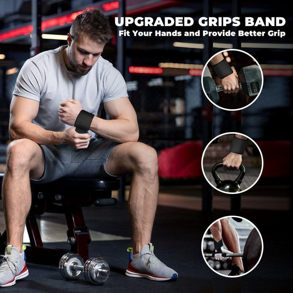 WSAKOUE Weightlifting Straps - Padded Neoprene Deadlift Straps for Powerlifting & Strength Training