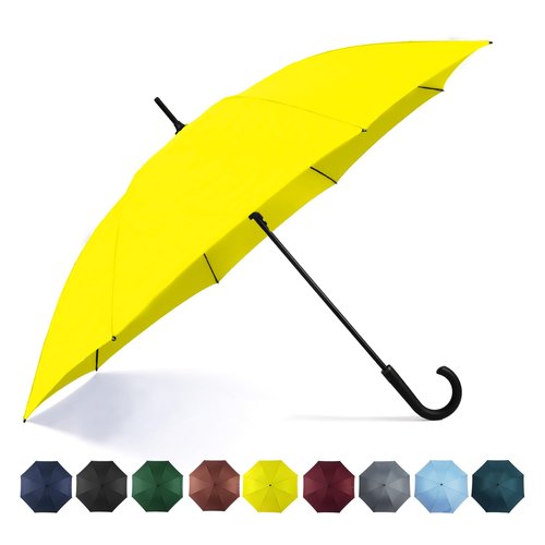 SoulRain 50 Inch Large Stick Umbrella Windproof Automatic Open Oversized J Handle Umbrellas for Men and Women Unbreakable Strong Travel Golf Umbrella (Yellow)