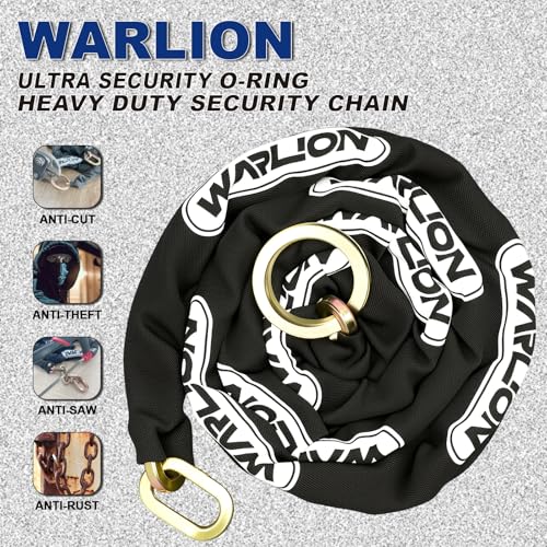 Heavy Duty Motorcycle Security Chain 7ft x 3/8in Black Anti-Theft Lock