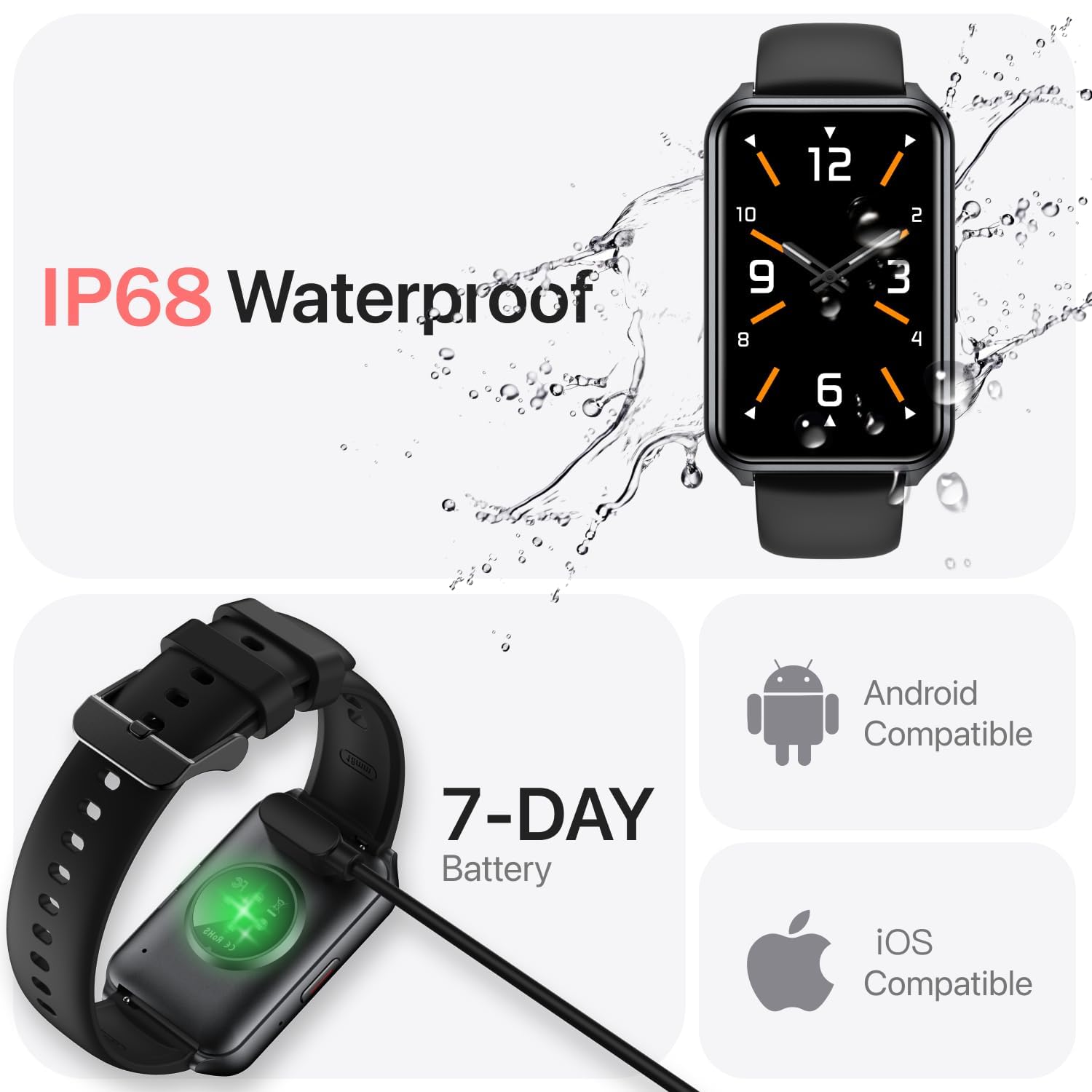 SGJIK Smart Watch Fitness Tracker with Make Call 24/7 Heart Rate Blood Pressure Sleep Monitor, 100+ Sports Modes, Calorie Step Counter for Walking, IP68 Waterproof, Smart Watches for Men Women