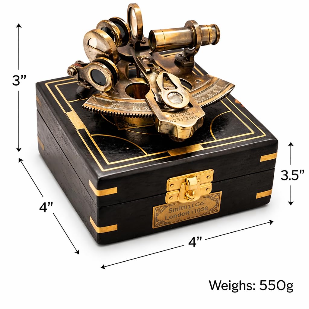 Vintage Brass Sextant Kelvin and Hughes 1930 – Nautical Navigation Instrument with Wooden Box by Smith & Co London Maritime Collectible Educational Gift