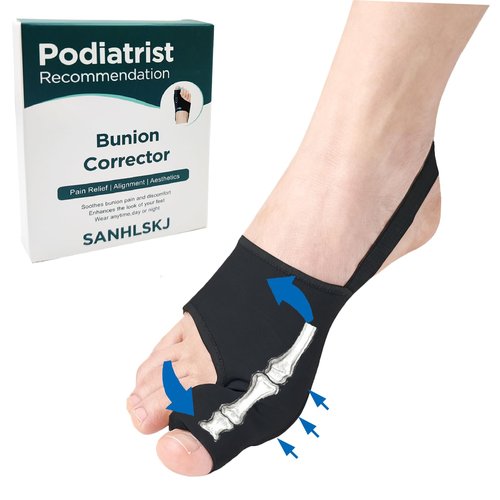 SANHLSKJ 2PCS Bunion Corrector for Women & Men, Big Toe Straightener Splint, Breathable Non-Slip Hallux Valgus Pain Relief, Day Night Support for Foot Care (US 5-10 Women&7-11 Men) (Black)
