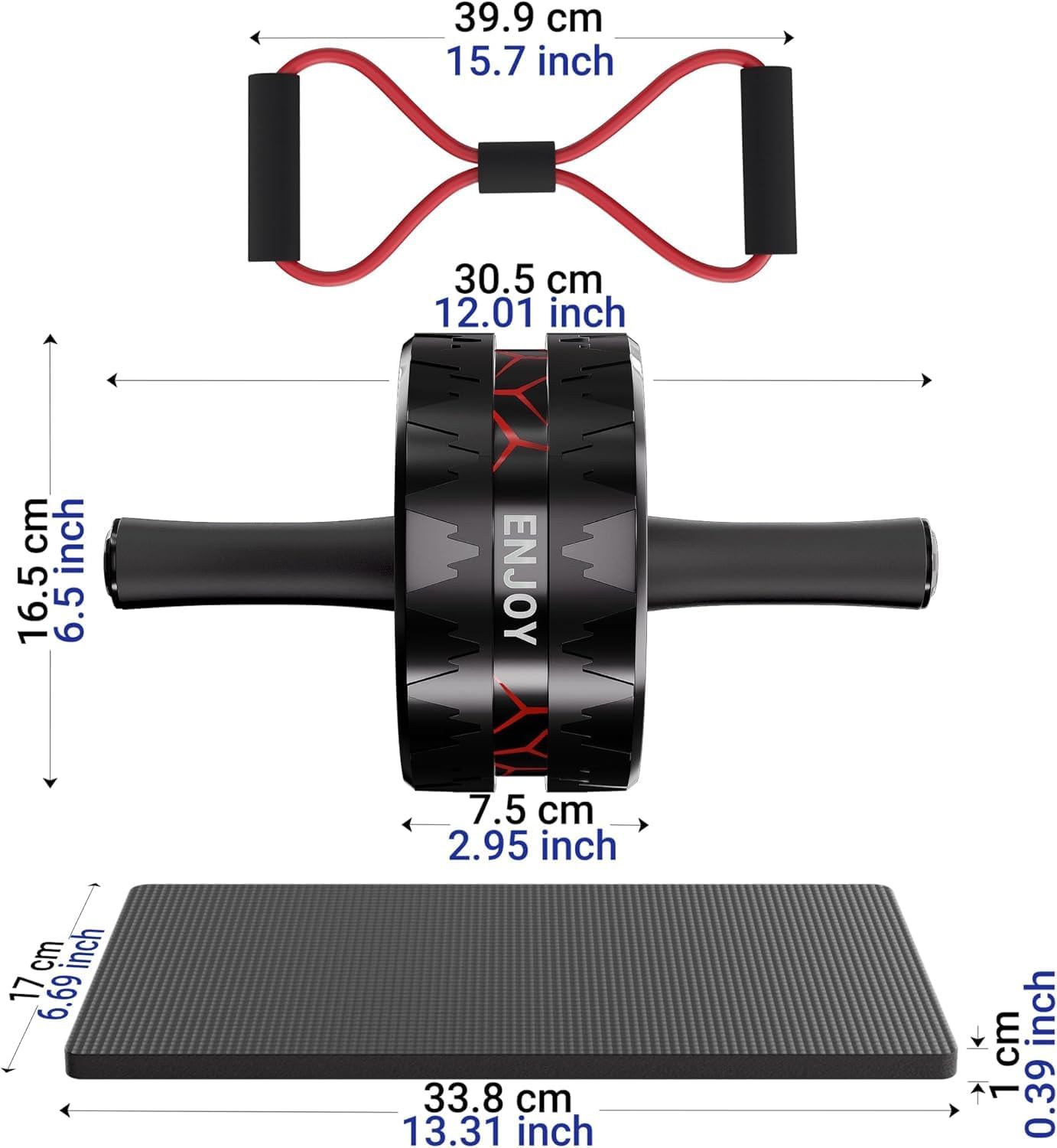 Readaeer Ab Roller Wheel Kit - Complete Ab Workout Set with Resistance Bands & Knee Mat
