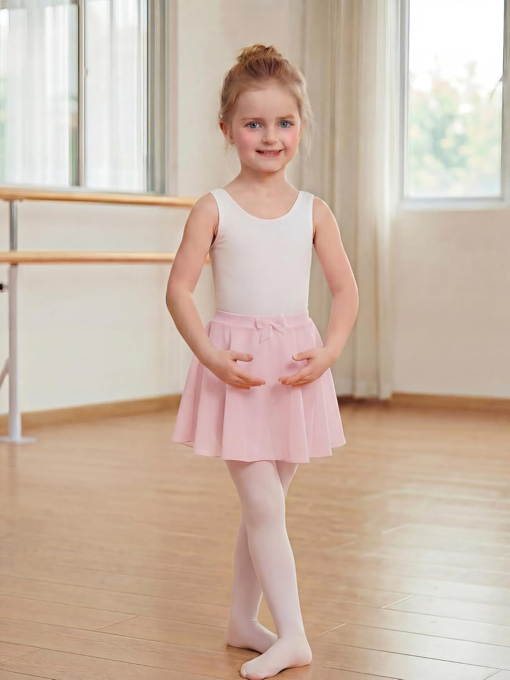 Stelle Girls Ballet Skirt - Chiffon Dance Skirt with Mesh Bowknot | Elastic Waist Pull-On Design
