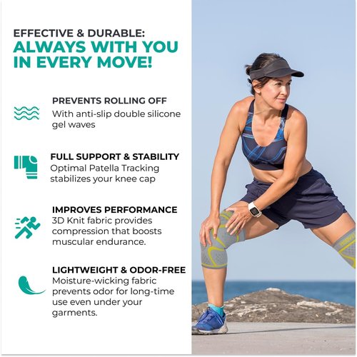 Modvel Compression Knee Brace - 2-Pack Support Sleeves for Running & Pain Relief | Meniscus Tear & ACL Recovery