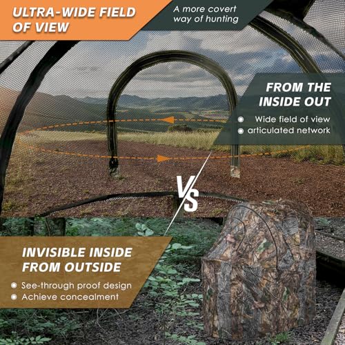 FUNHORUN See Through Hunting Chair Blind - 1 Person Ground Camouflage Tent