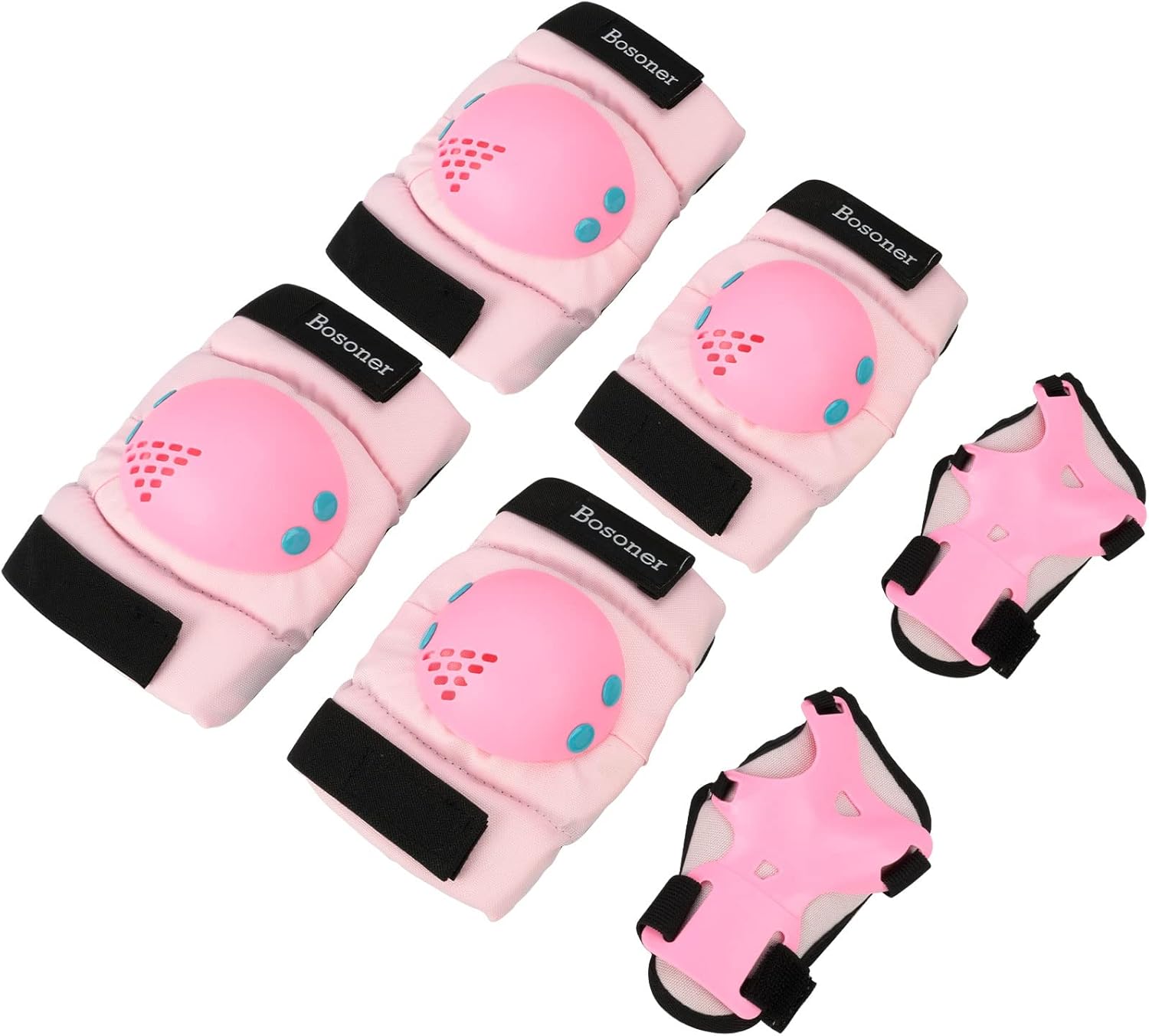 BOSONER Kids Protective Gear Set - Knee Pads, Elbow Pads & Wrist Guards for Ages 3-15 | Ideal for Roller Skating, Cycling & BMX